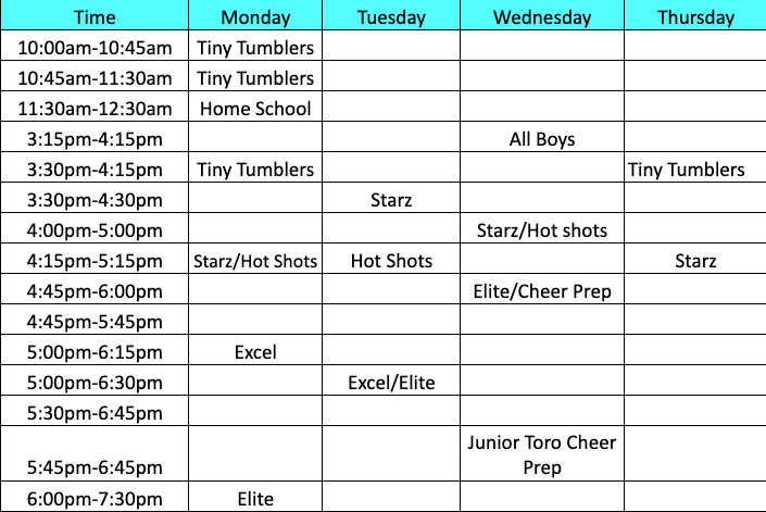 Jamies Tumble Class Schedule 2026 2.0